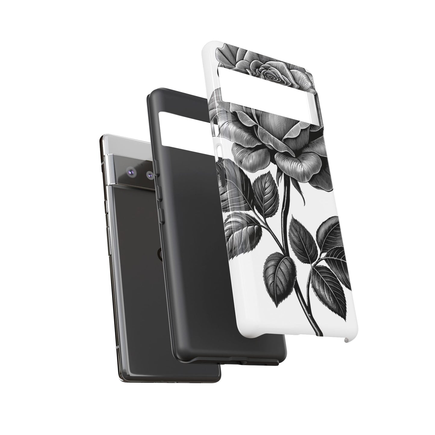 Elegant Floral Phone Case - Tough Cases, Black Rose Design, Floral Phone Cover, Stylish Phone Accessory, Gift for Her, Mother's Day