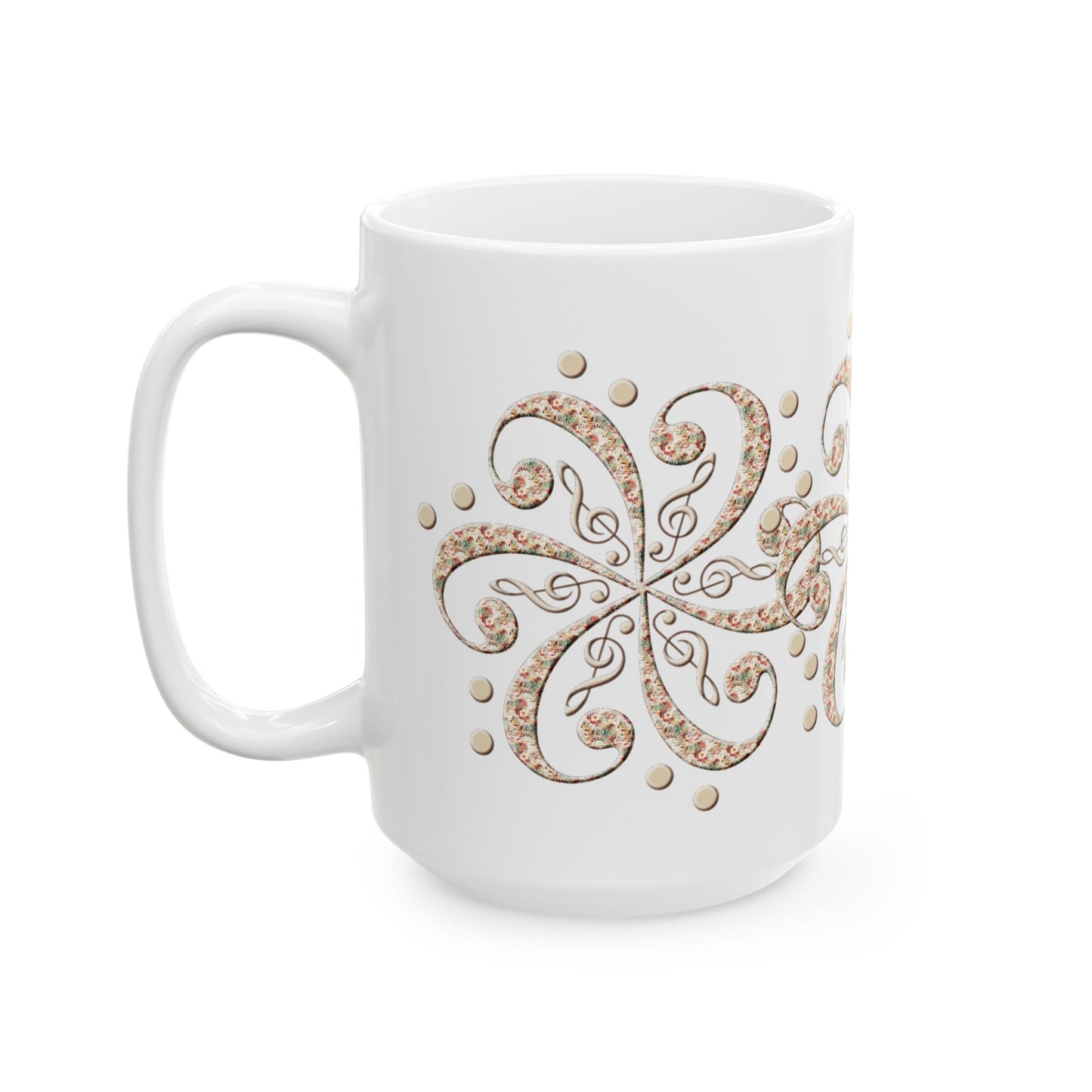 Musical Swirl Ceramic Mug - Perfect Gift for Music Lovers, Coffee Lover Unique Kitchen Decor, Relaxing Tea Time