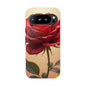 Floral Phone Case with Red Rose Design, Tough Phone Cover, Flower Print, Gift for Her, Stylish Accessory, Floral Aesthetic