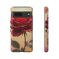 Floral Phone Case with Red Rose Design, Tough Phone Cover, Flower Print, Gift for Her, Stylish Accessory, Floral Aesthetic