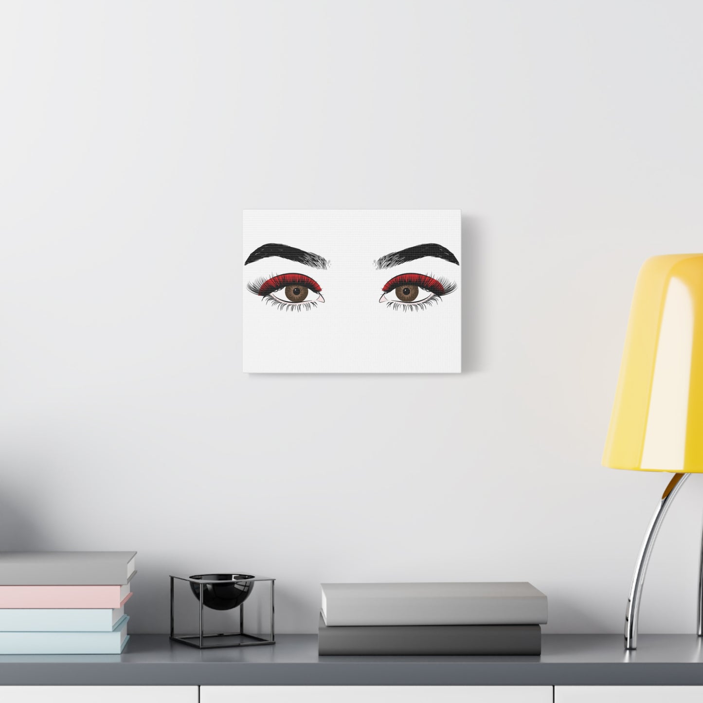 Red Lashes Wall Art Canvas — Glam Eyes Makeup Decor