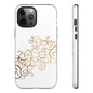 Elegant Floral Phone Case, Tough Cases, Gold Swirls, Stylish Protection, Trendy Gift, Chic Accessory