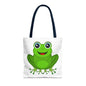 Cute Frog Tote Bag, Eco-Friendly Shopping Bag, Fun Gift for Kids, Frog Lovers, Bag for Nature Outings, Unique Frog Design