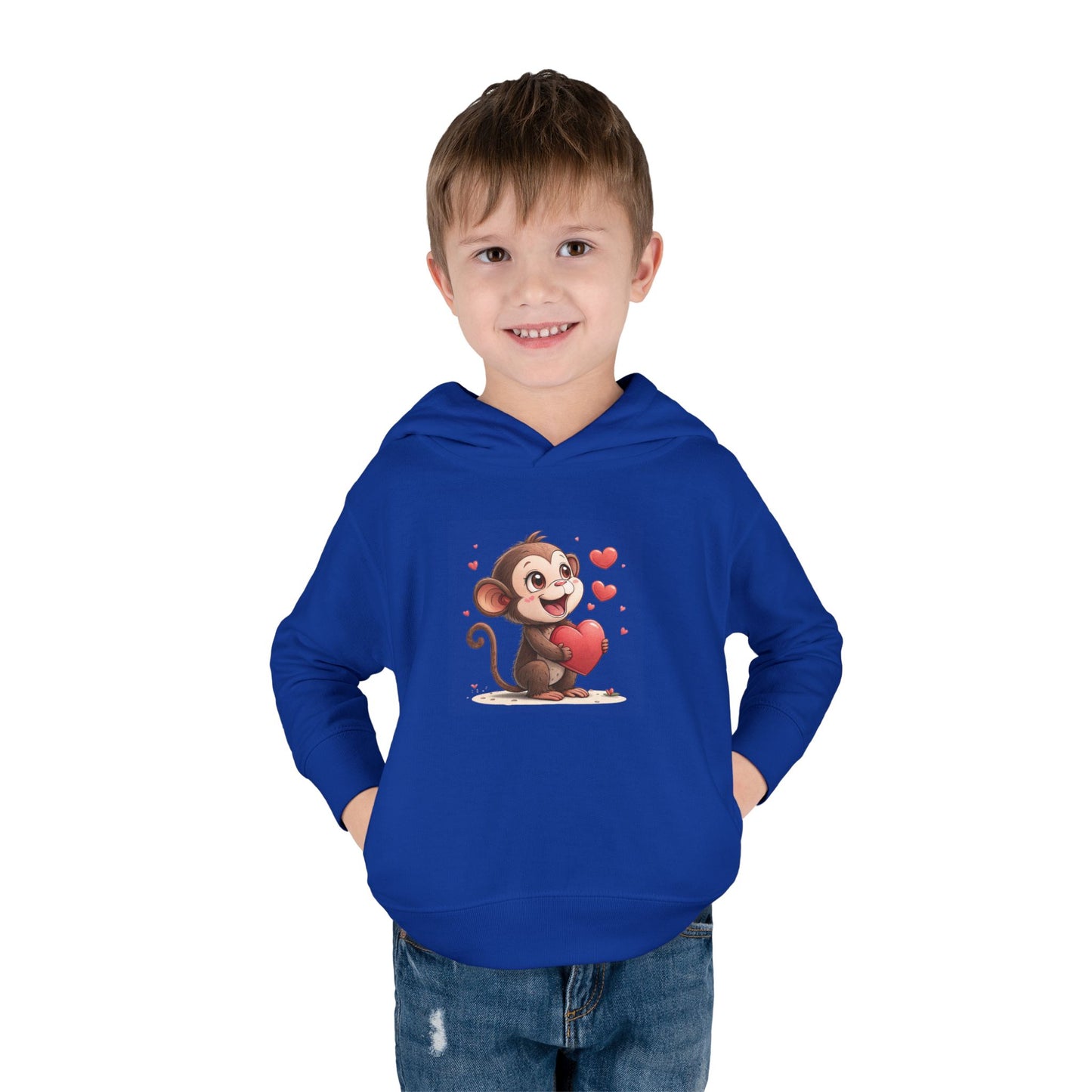 Adorable Toddler Monkey Love Hoodie, Birthday Gift, Kids Pullover, Baby Shower Gift, Cute Fleece Sweatshirt