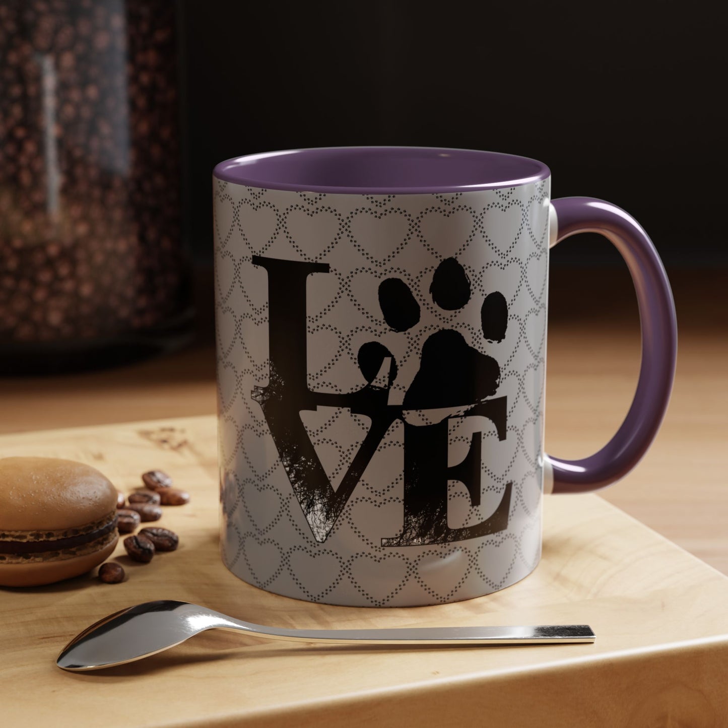 Chic Love Coffee Mug for Pet Lovers, Black Accent Mug, Valentine's Gift, Animal Lover Cup, Perfect for Hot Beverages