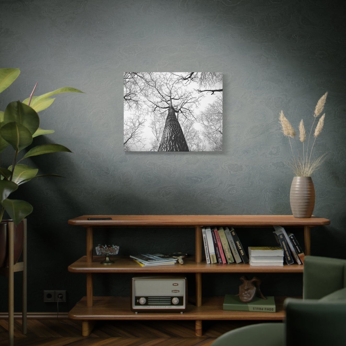 Black & White Tree Canopy Matte Canvas Wall Art — Upward Forest Photography