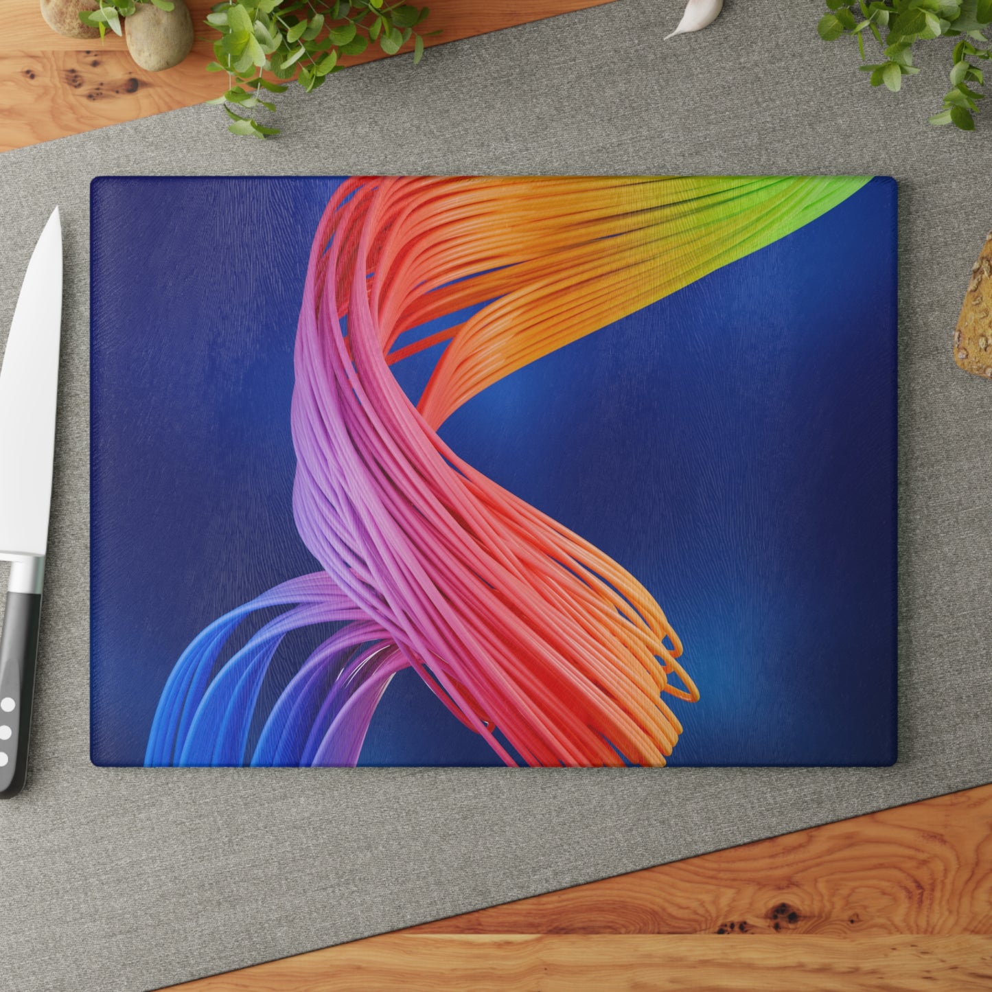 Vibrant Abstract Glass Cutting Board, Kitchen Decor, Colorful Gift, Modern Art, Cutting Surface, Housewarming Present