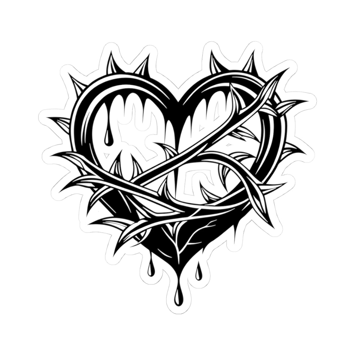 Gothic Heart Kiss-Cut Stickers | Edgy Decor, Laptop Stickers, Gift for Her, Alternative Art, Emo Vibes
