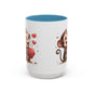 Cute Monkey Love Coffee Mug, Valentine's Gift, Animal Lover's Mug, Heartfelt Coffee Cup, Fun Kitchen Decor