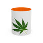 Marijuana Leaf Accent Coffee Mug | Cannabis Lover's Gift, Unique Coffee Cup, Pothead Mug, Stoner Gift Idea, Greenery Decor