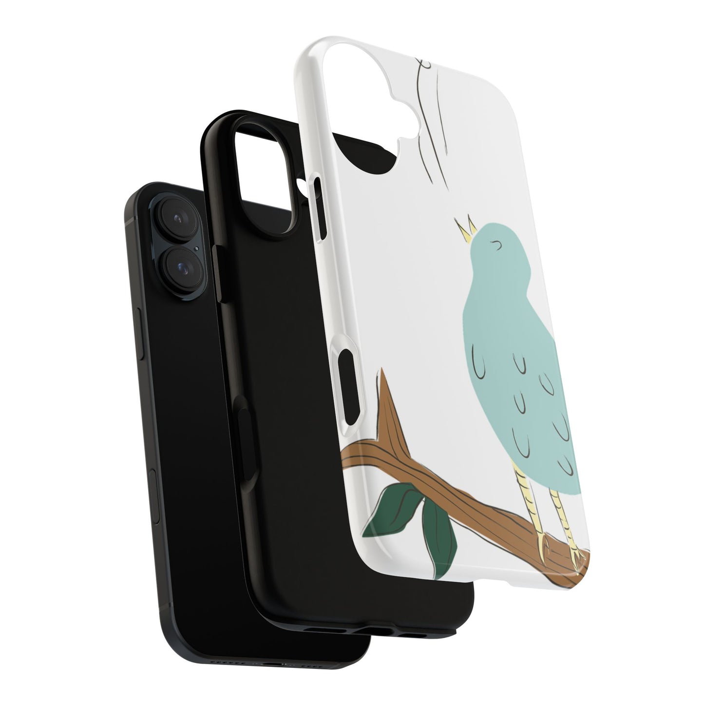 Birdsong Phone Case — Cute Blue Bird on Branch Protective Case