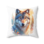 Majestic Wolf Print Pillow, Cozy Home Accent, Wilderness Themed Cushion