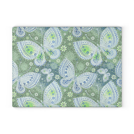 Butterfly Glass Cutting Board, Nature Decor, Kitchen Art, Gift for Foodies, Unique Serving Platter, Eco-Friendly Kitchenware