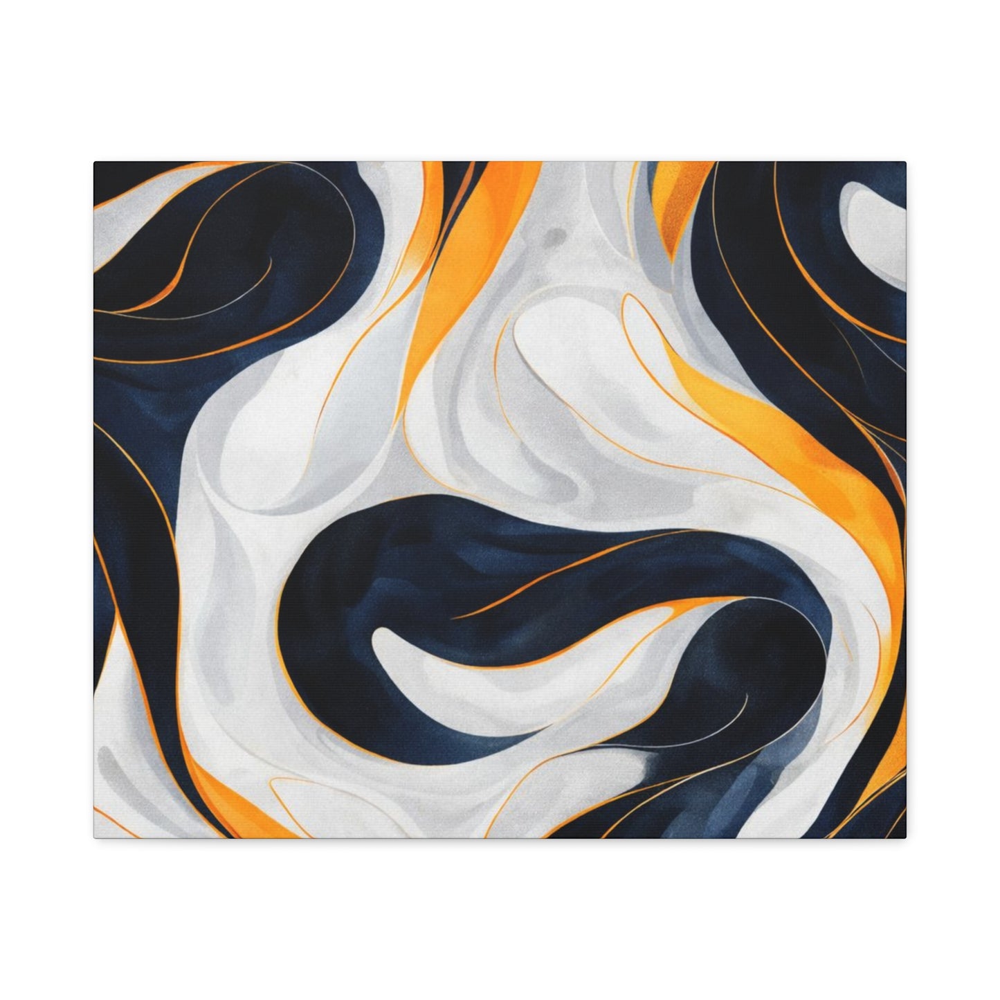 Abstract Navy & Gold Swirl Matte Canvas Wall Art