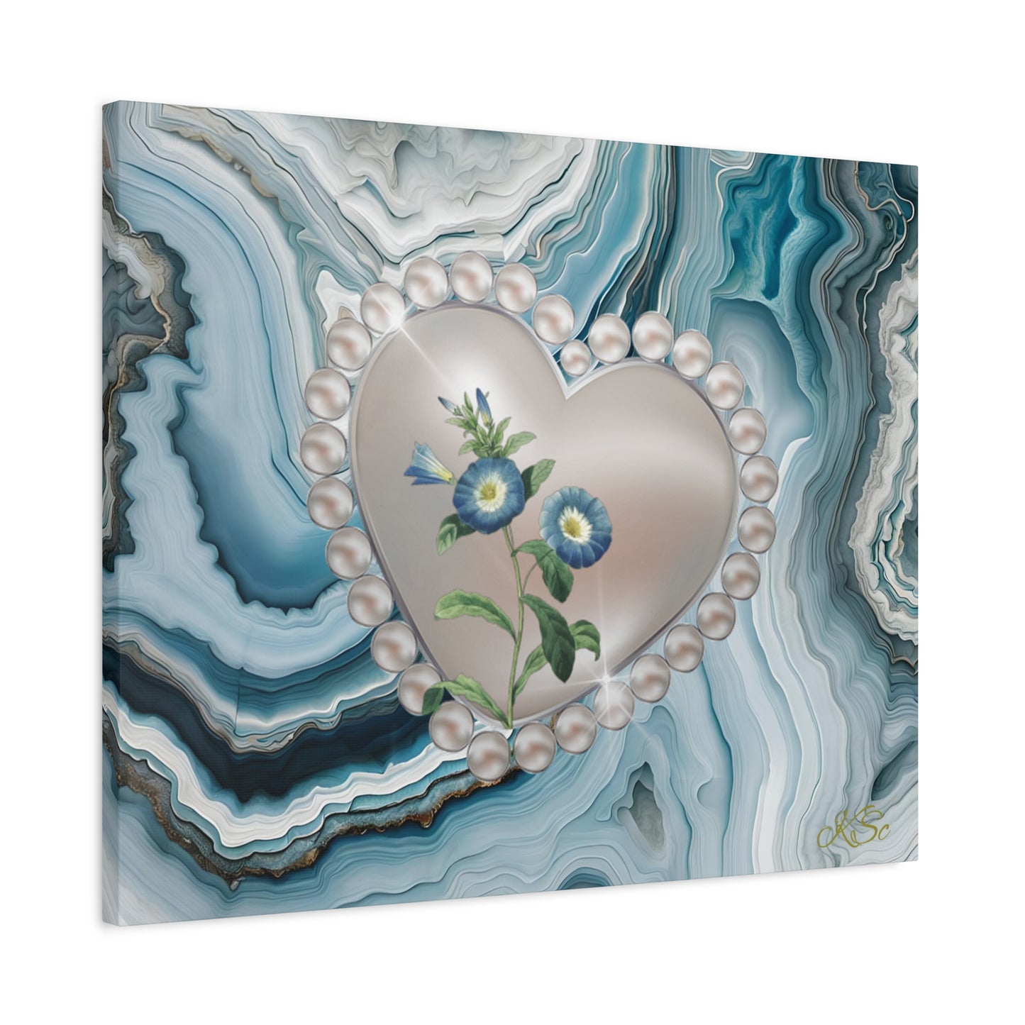 Elegant Floral Heart Canvas Wall Art, Modern Home Decor, Gift for Her