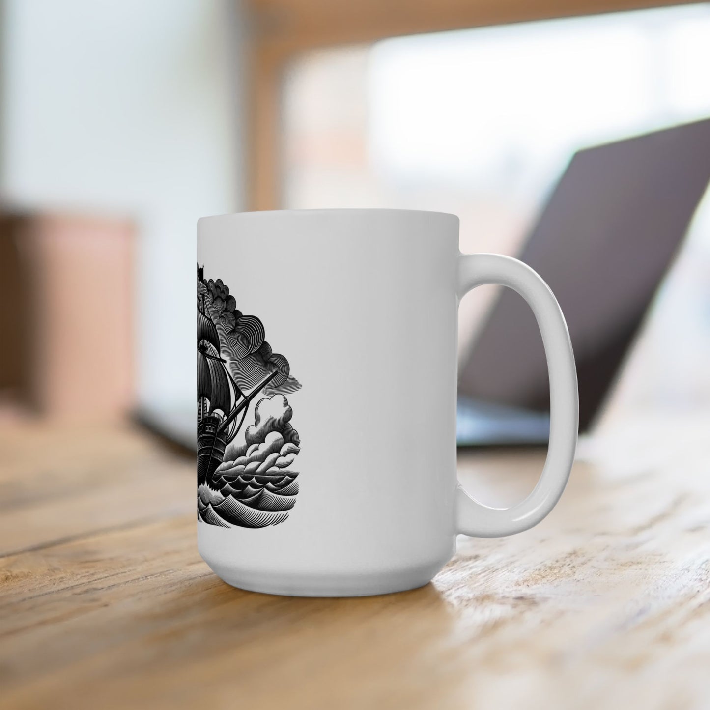 Nautical Ship Ceramic Mug - Vintage Sailing Design, Coffee Cup for Nautical Lovers, Gifts for Sea Captains, Ocean Theme