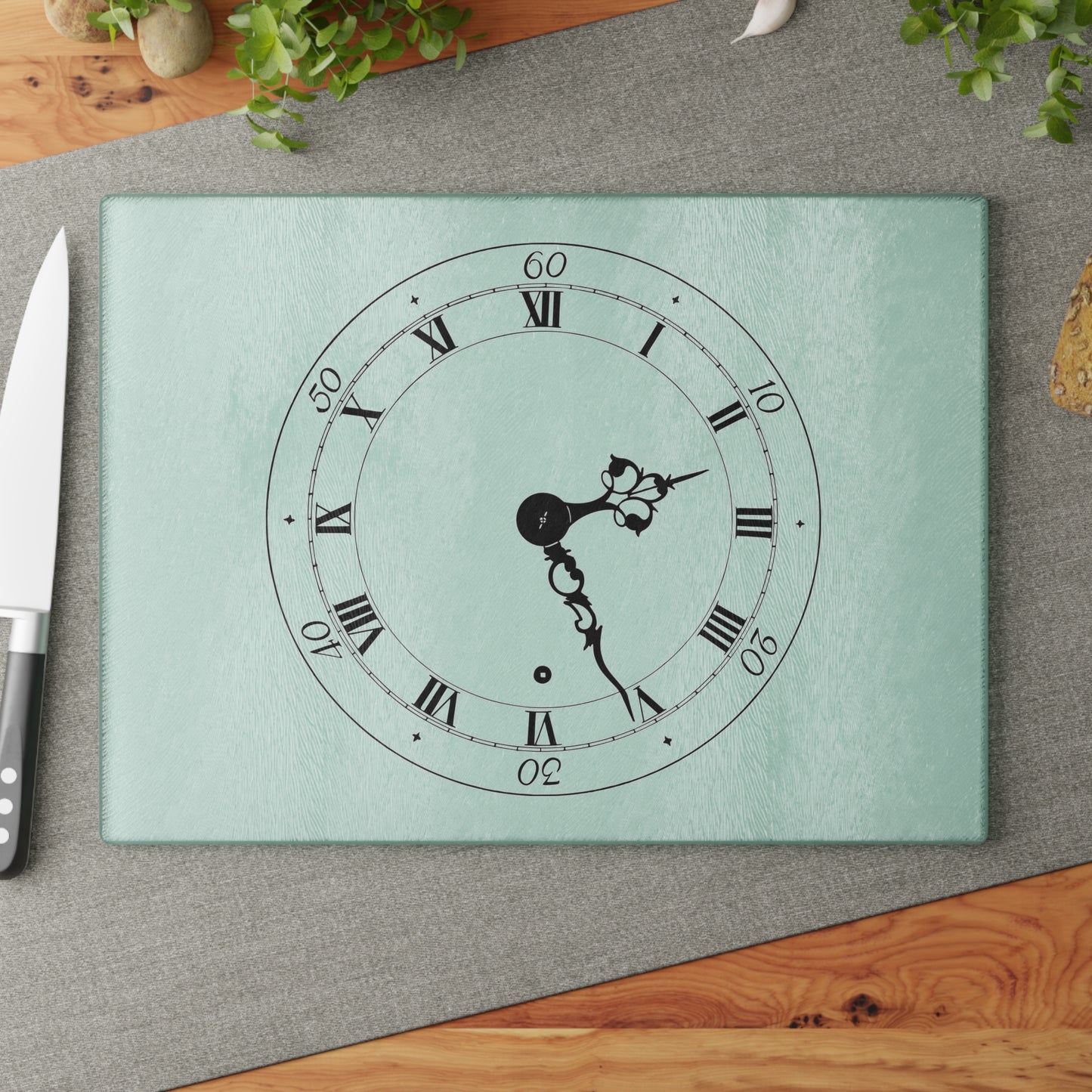 Elegant Clock Design Glass Cutting Board Unique Kitchen Decor, Gift for Home Chefs, Wedding Registry,
