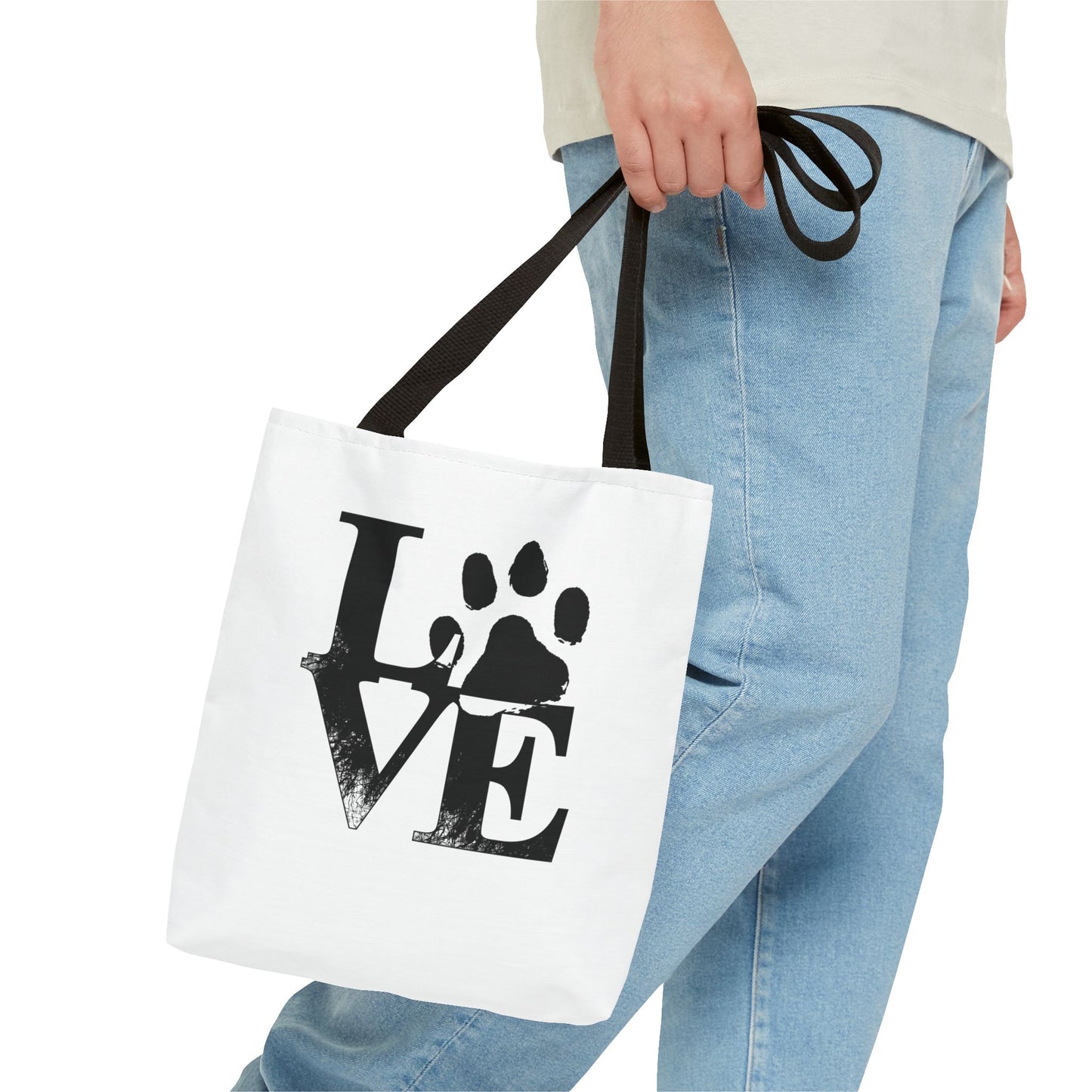 Love Paw Print Tote Bag, Pet Lover's Gift, Eco-Friendly Shopping Bag, Animal Rescue Fundraiser, Personalized Pet Tote