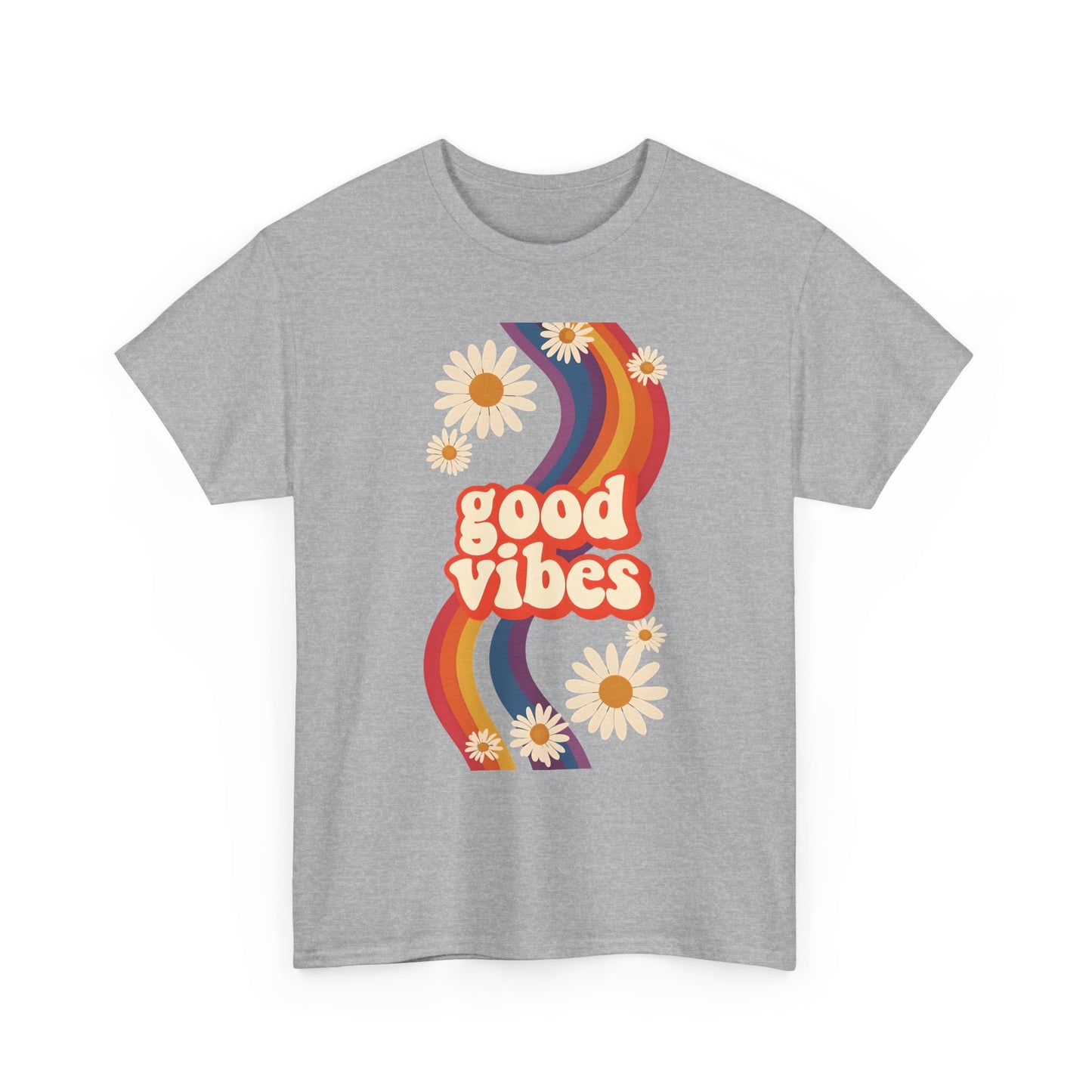 Good Vibes Unisex Heavy Cotton Tee, Retro Graphic T-Shirt, Feel Good Apparel, Summer Outfit, Casual Gift for Friends
