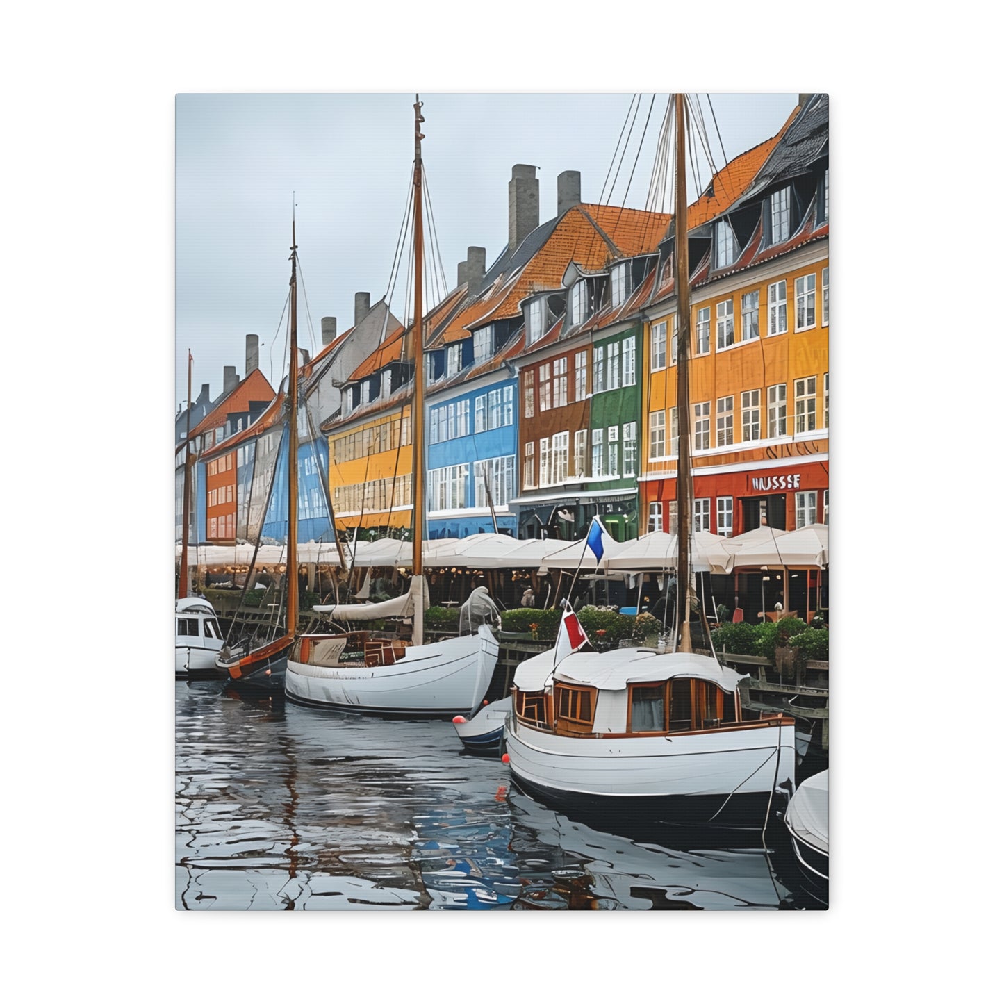 Coastal Canvas Print, Vibrant Harbor Art, Nautical Home Decor, Gift for Sailors, Maritime Wall Art
