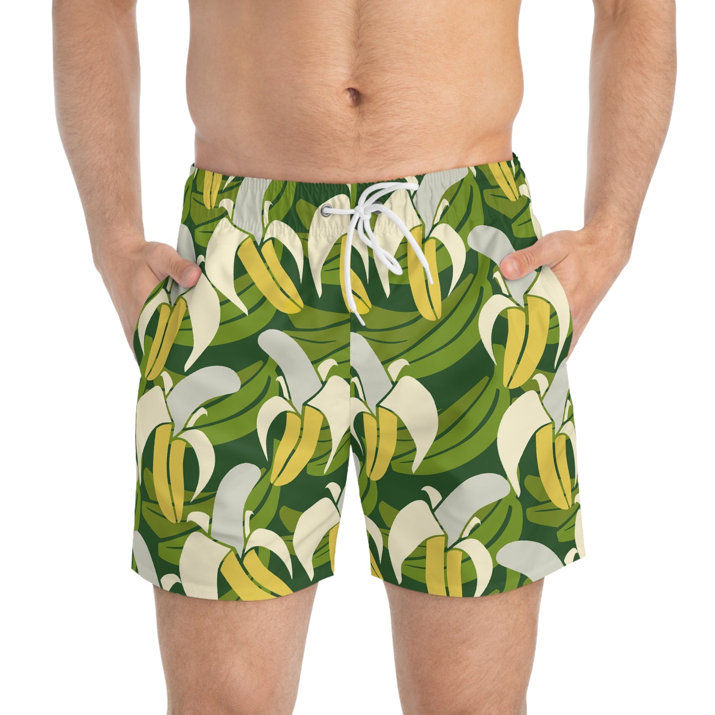 Banana Tropical Swim Trunks, Fun Summer Beachwear, Vacation Pool Shorts, Unisex Swimwear, Gift for Swimmers