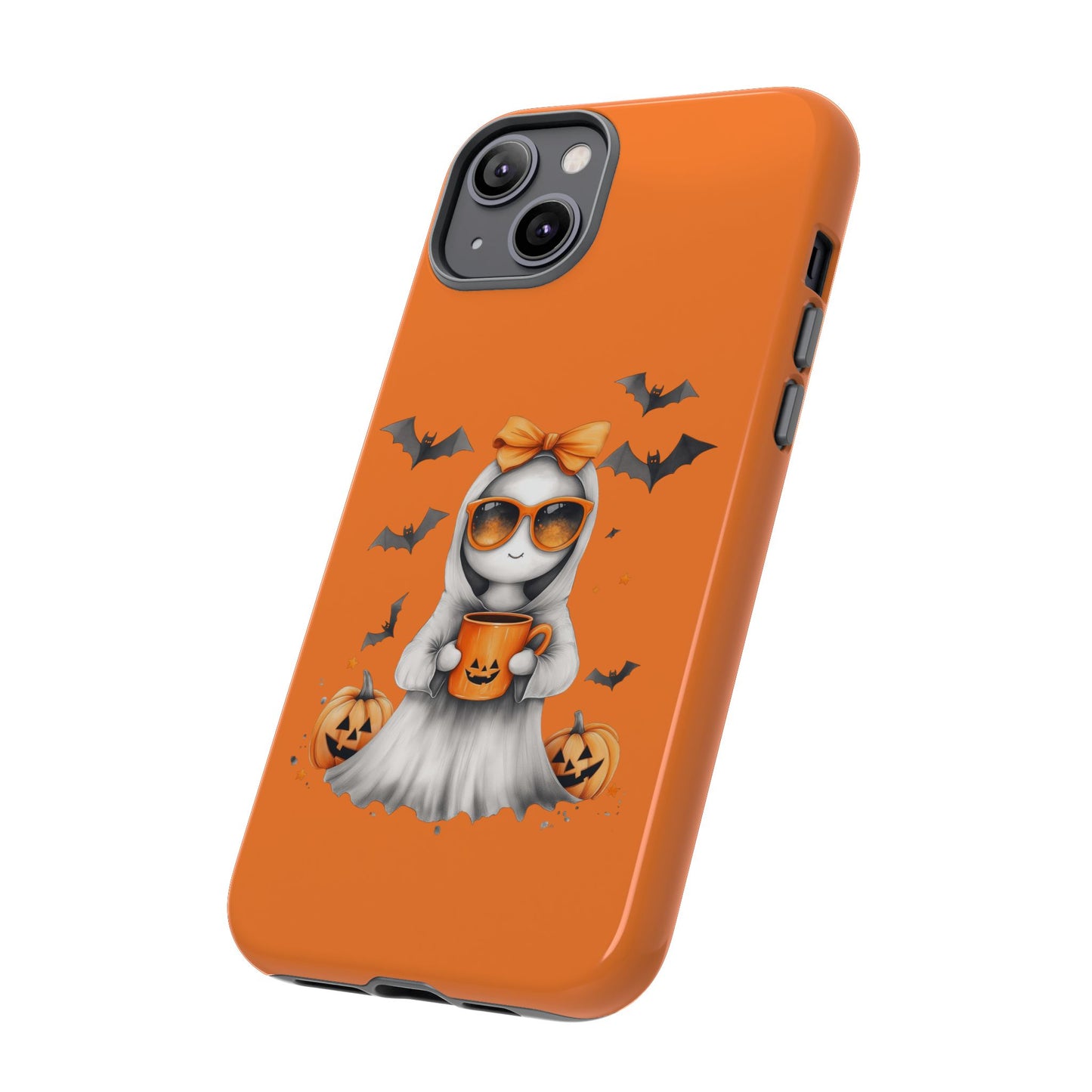 Halloween Ghost Phone Case, Cute Cat Ghost Case, Autumn Phone Cover, Spooky Season Gift, Trick or Treat Case