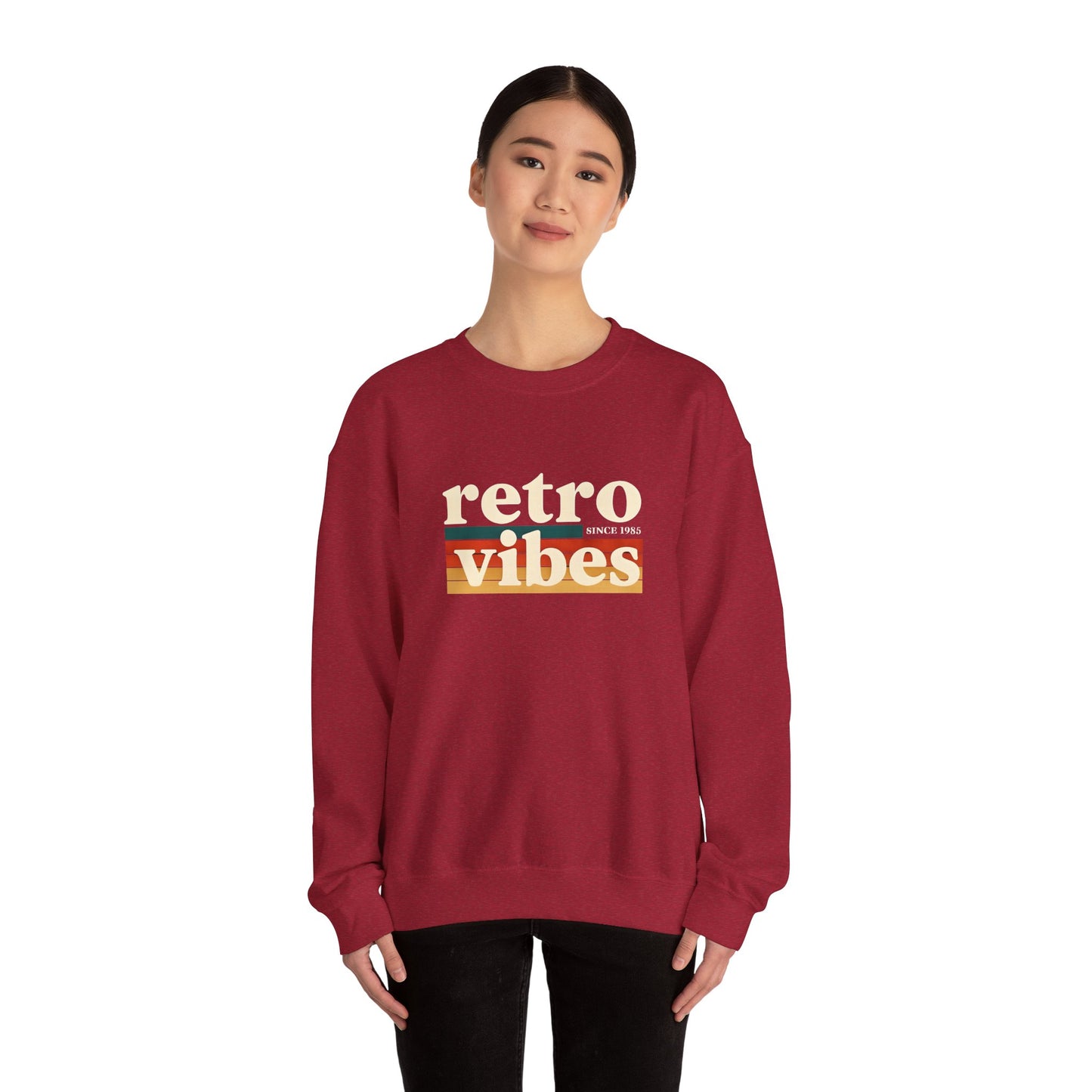 Retro Vibes Crewneck Sweatshirt, Unisex Vintage Style, Cozy Fall Fashion, Gift for Music Lovers, Chill Weekend Wear