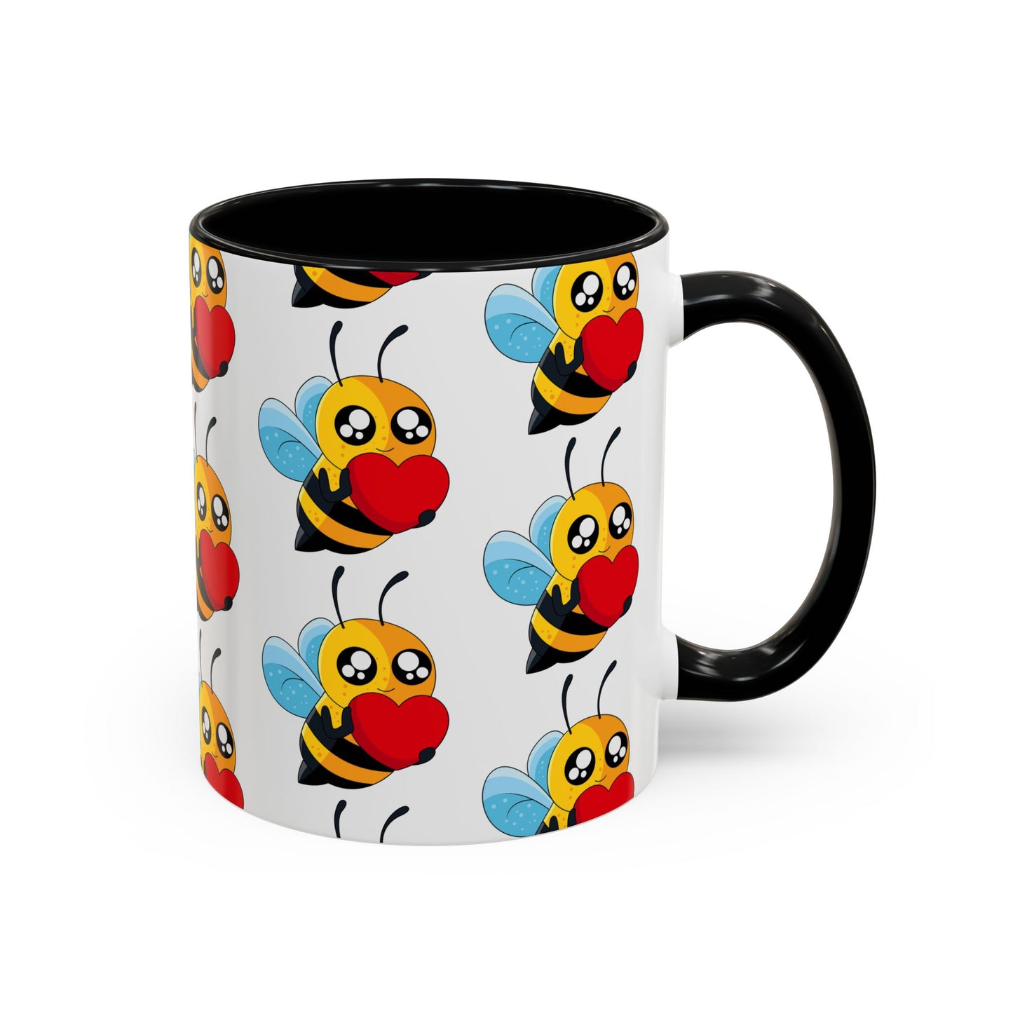 Cute Bee Love Accent Coffee Mug,  Cute Floral Mug, Cheerful Bee Design