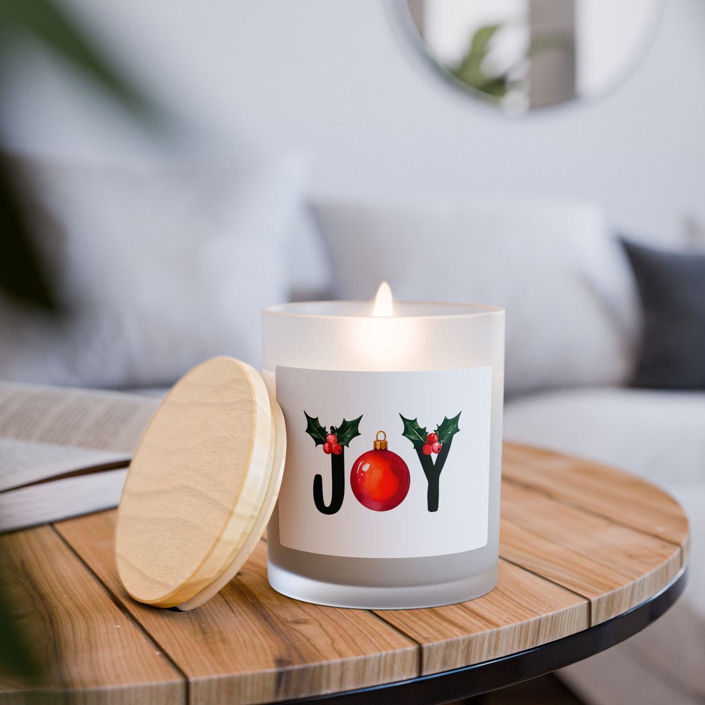 Joyful Holiday Candle - 11oz Frosted Glass Christmas Candle
