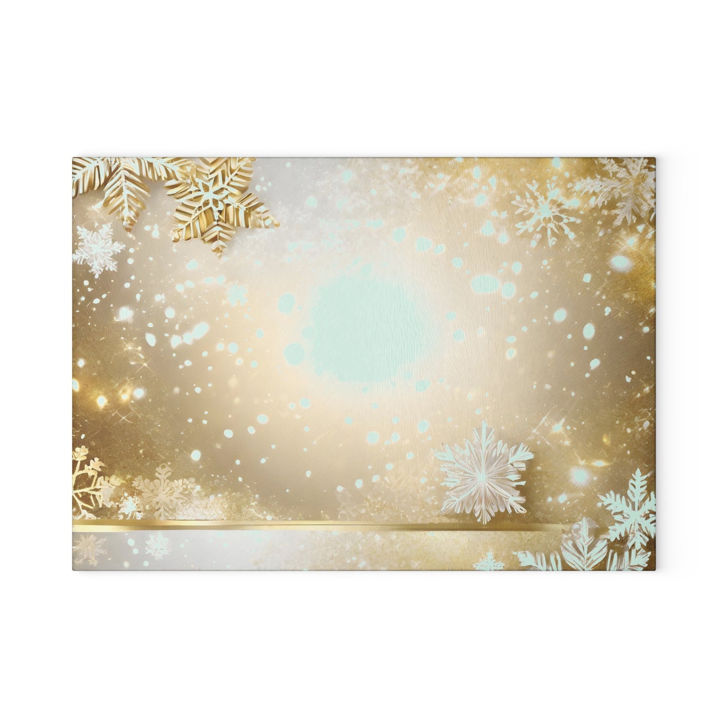 Festive Gold Snowflake Glass Cutting Board — Holiday Decorative Chopping Board