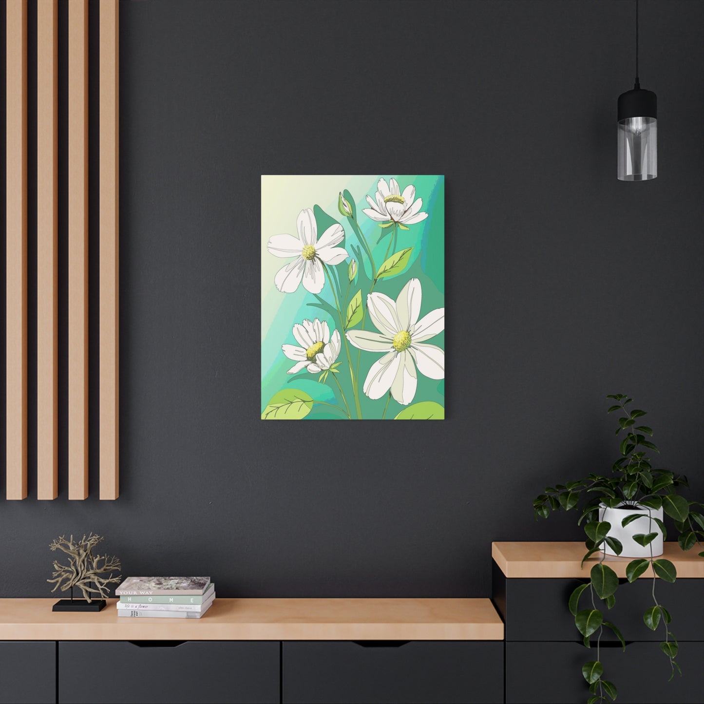 Matte Canvas, Stretched, 1.25" White Flowers