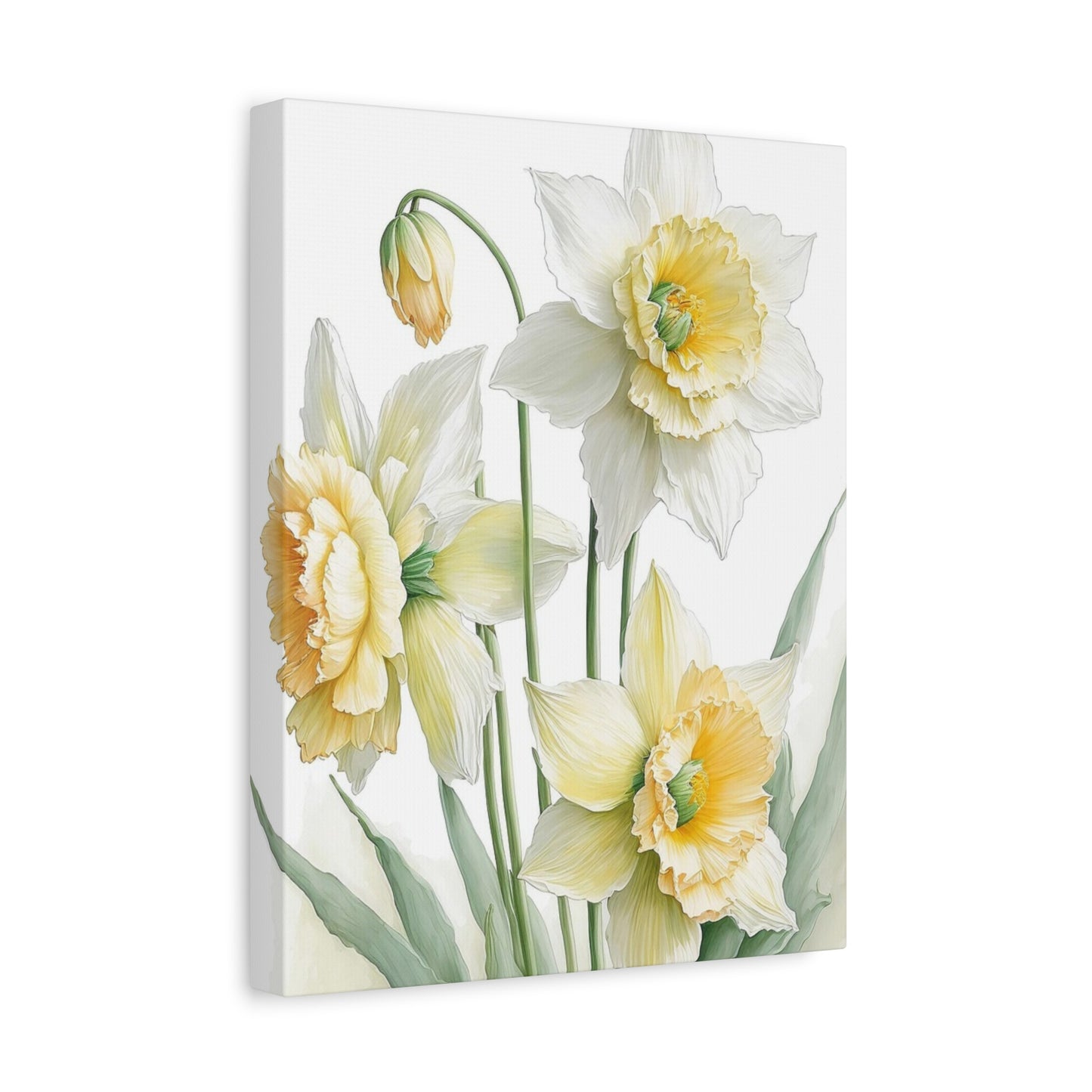 Matte Canvas, Stretched, 1.25" beautiful flowers white and yellow.