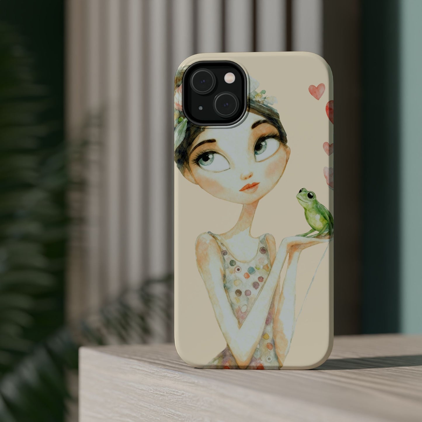 Whimsical Girl with Frog Magnetic Impact Phone Case
