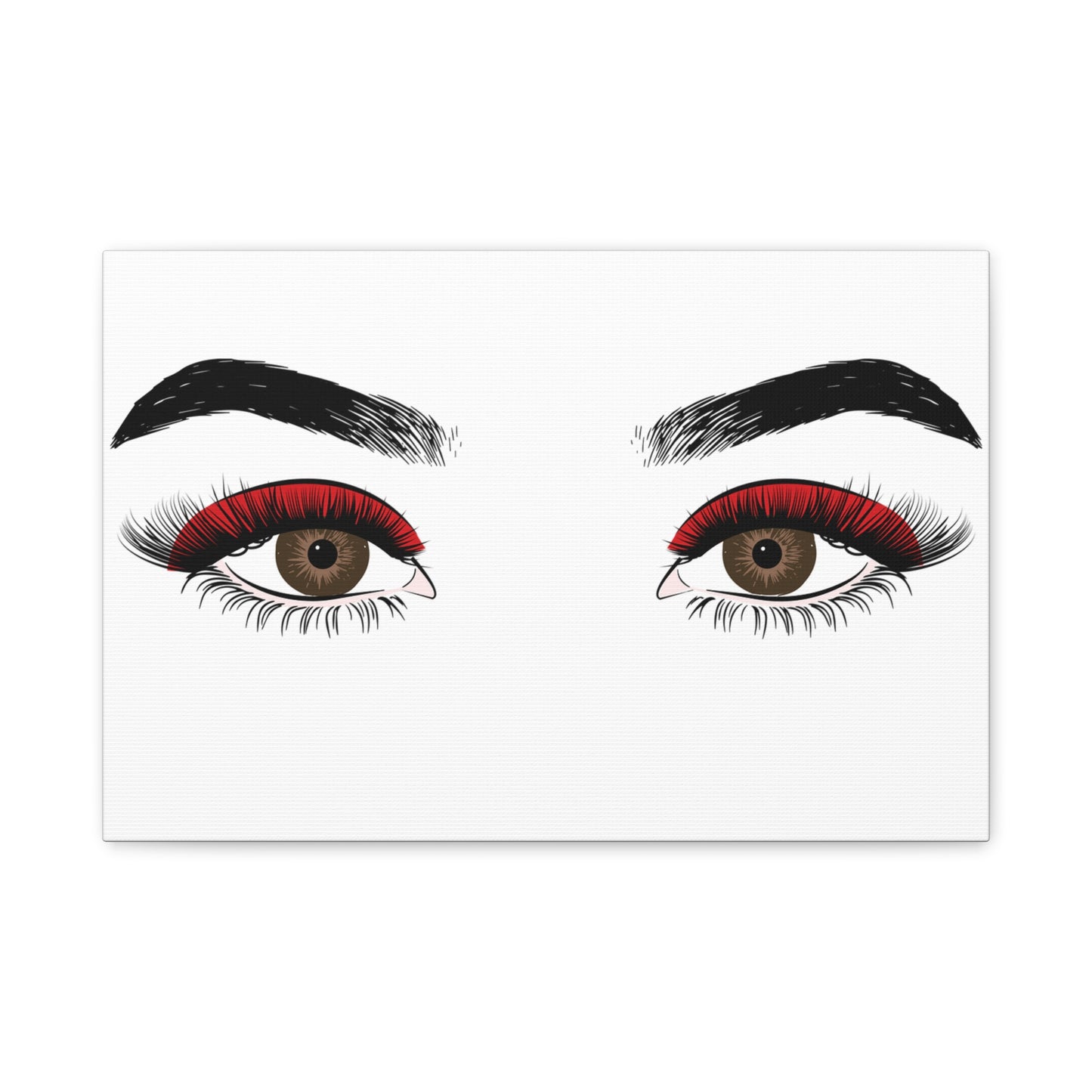 Red Lashes Wall Art Canvas — Glam Eyes Makeup Decor