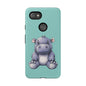 Cute Hippo Phone Case, Tough Phone Cover, Fun Animal Case, Gift for Kids, Cute Decor, Birthday Present