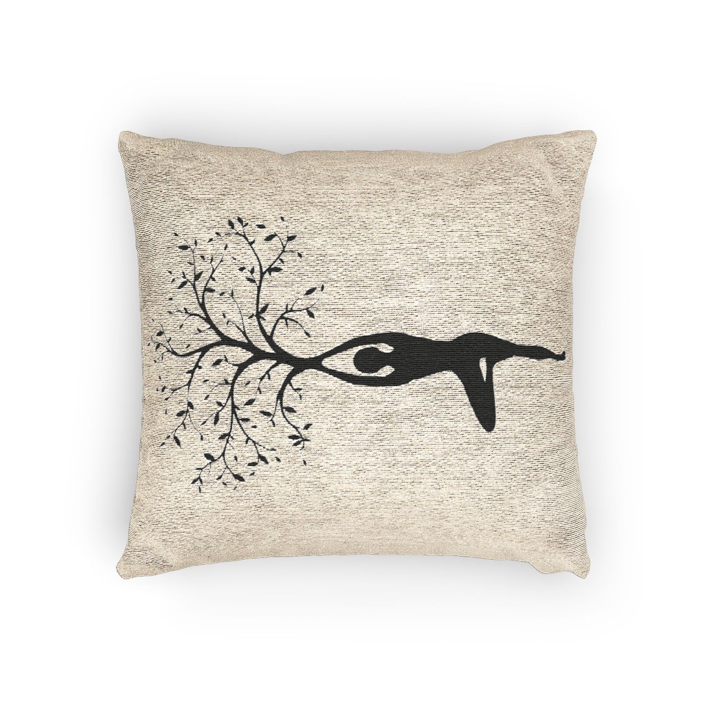 Yoga Tree Pose Woven Pillow for Relaxation, Zen Home Decor, Meditation Cushion, Gift for Yoga Lovers, Nature-Inspired Design