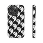 Ghost Pattern Phone Case, Cute Ghost Cell Phone Cover, Halloween Accessory, Spooky Gift, Black and White Phone Case