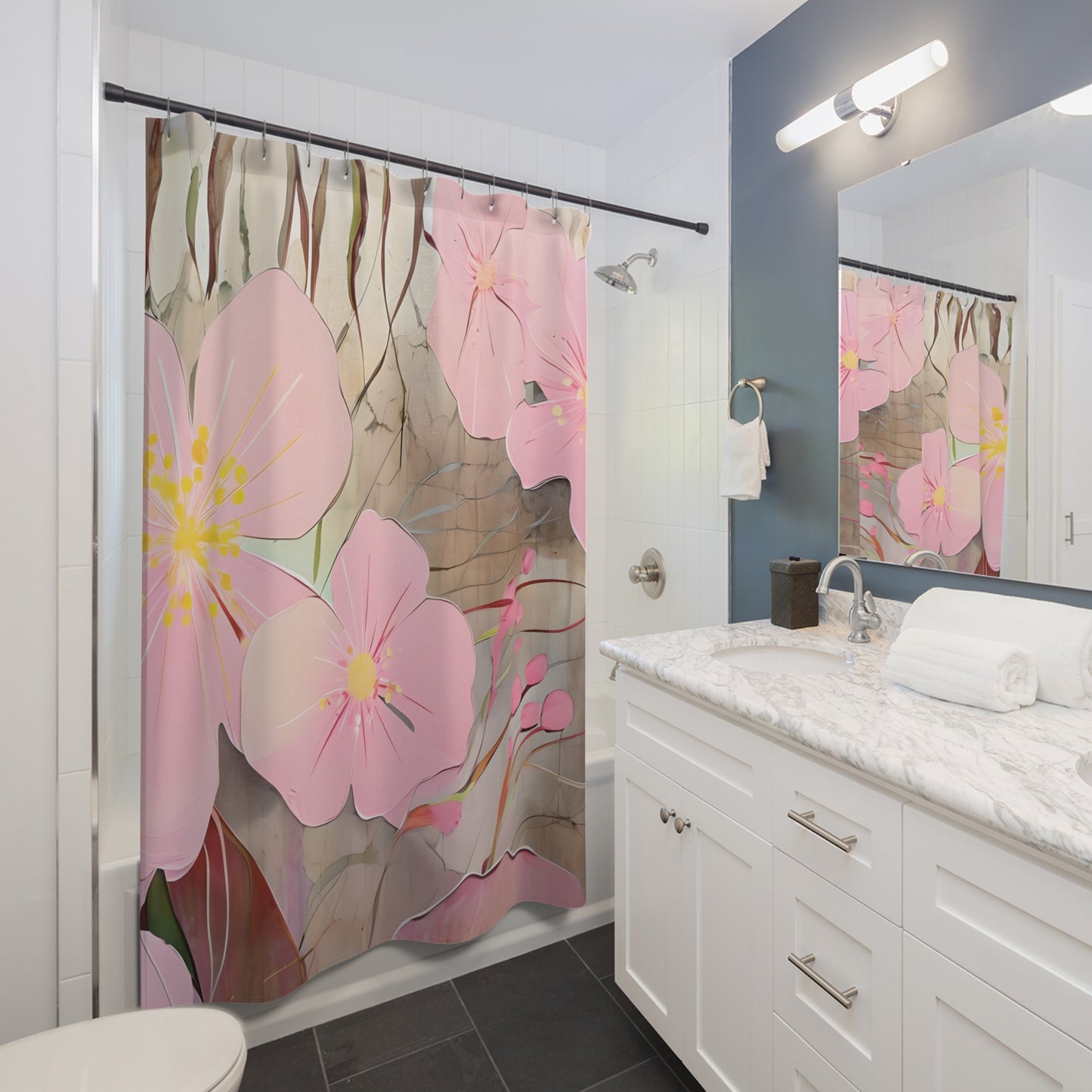 Blossom Shower Curtains | Elegant Floral Bathroom Decor, Spring Home Update, Gift for Nature Lovers, Mother's Day, Boho Style