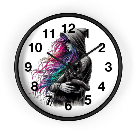 Bohemian Cat Lover Wall Clock - Unique Home Decor, Colorful Design, Perfect Gift for Cat Lovers, Ideal for Bedrooms, Stylish Timepiece