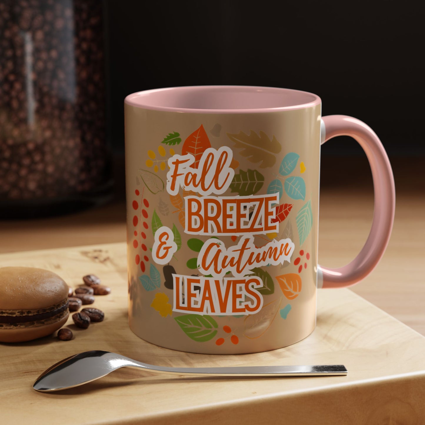 Fall Breeze & Leaves Coffee Mug, Autumn Mug, Seasonal Drinkware, Cozy Kitchen Decor, Perfect Gift for Fall Lovers