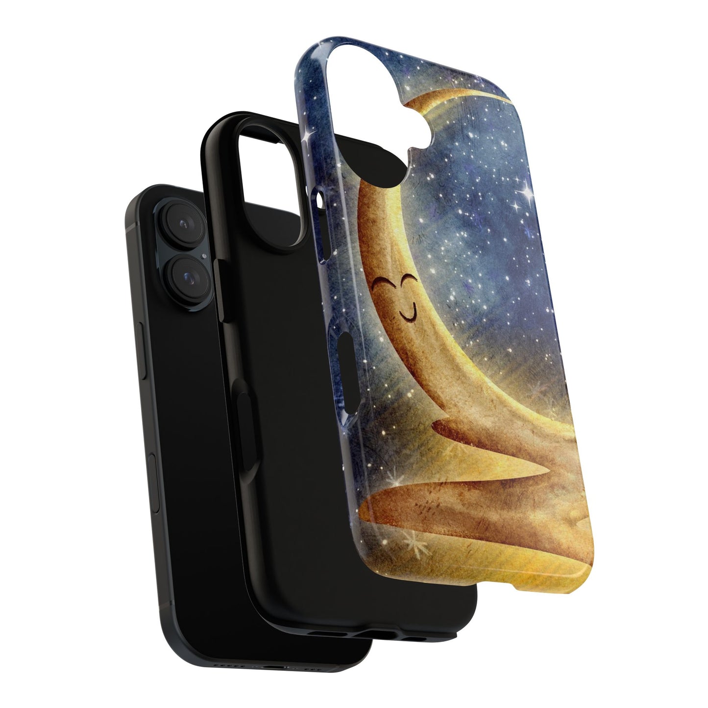 Moonlit Smile Phone Case — Starry Night Crescent Moon iPhone Cover