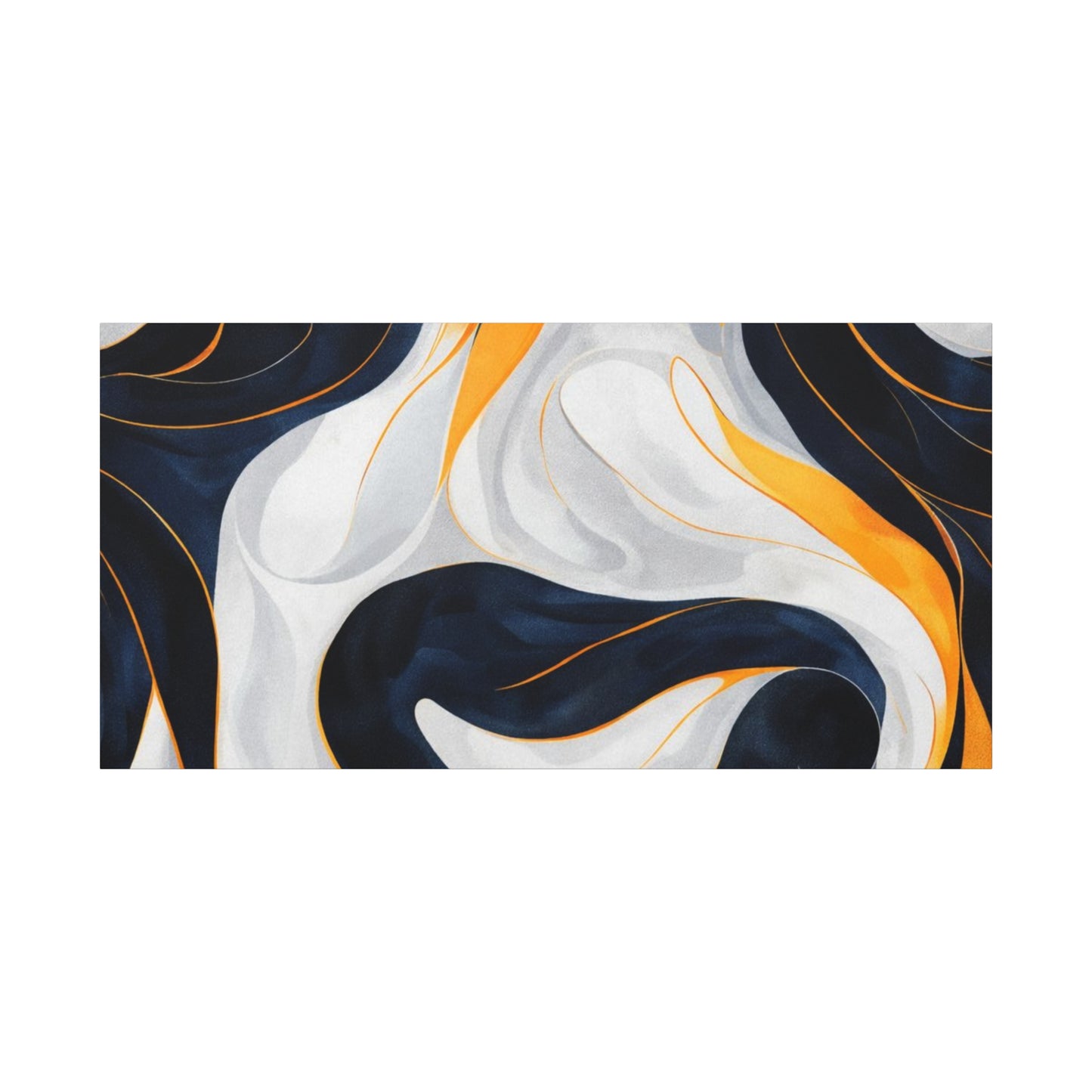 Abstract Navy & Gold Swirl Matte Canvas Wall Art