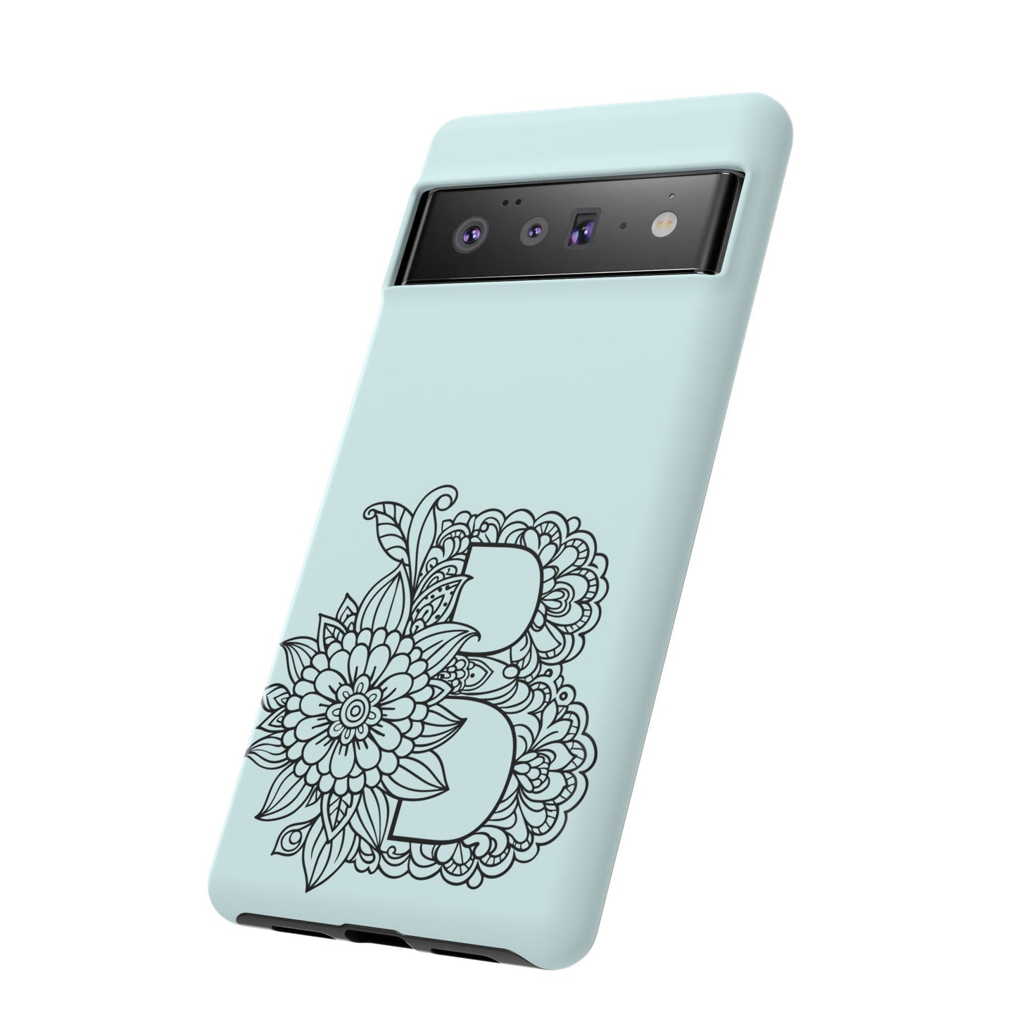 Personalized Tough Phone Case- Letter B, Floral Monogram Cell Phone Cover, Custom Protective Case, Unique Gift, Birthday, Graduation