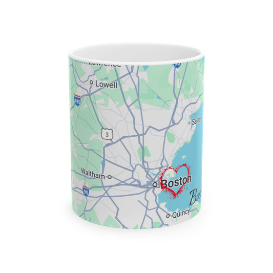 Boston Map-Printed Ceramic Mug - Custom Location Gift, Coffee Lover's Travel Mug, Personalized Home Decor, Geography Gift