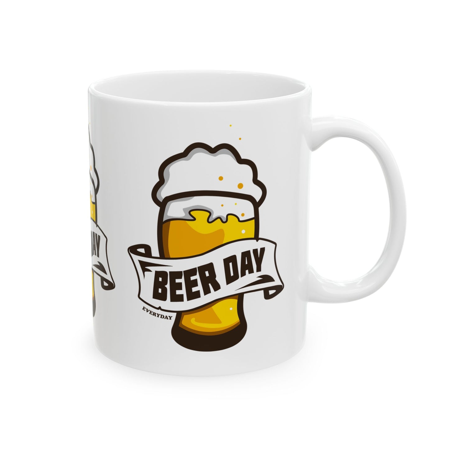 Beer Day Ceramic Mug - Fun Gift for Beer Lovers, Drinking Parties, Home Bar Decor, Father's Day, Birthday, Celebration