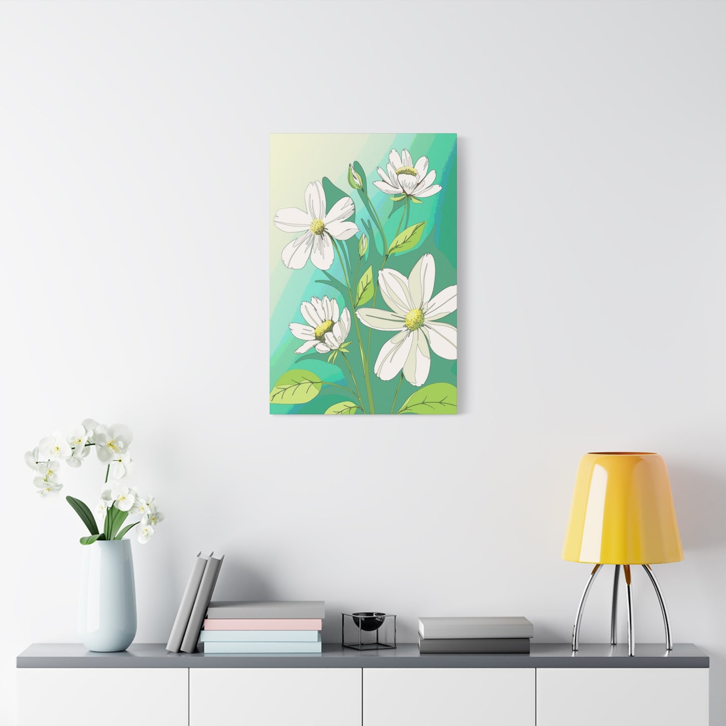 Matte Canvas, Stretched, 1.25" White Flowers