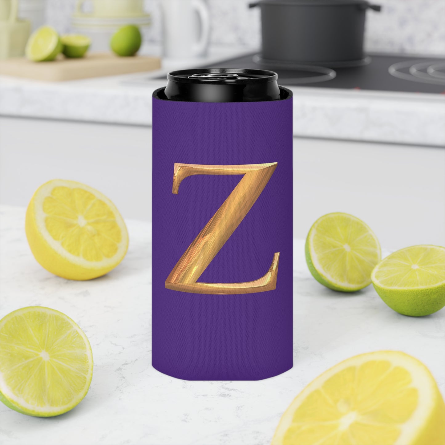Stylish Monogram Z Can Cooler | Personalized Gift, Party Favor, Tailgate Gear, Outdoor Events, Custom Drink Holder