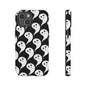 Ghost Pattern Phone Case, Cute Ghost Cell Phone Cover, Halloween Accessory, Spooky Gift, Black and White Phone Case