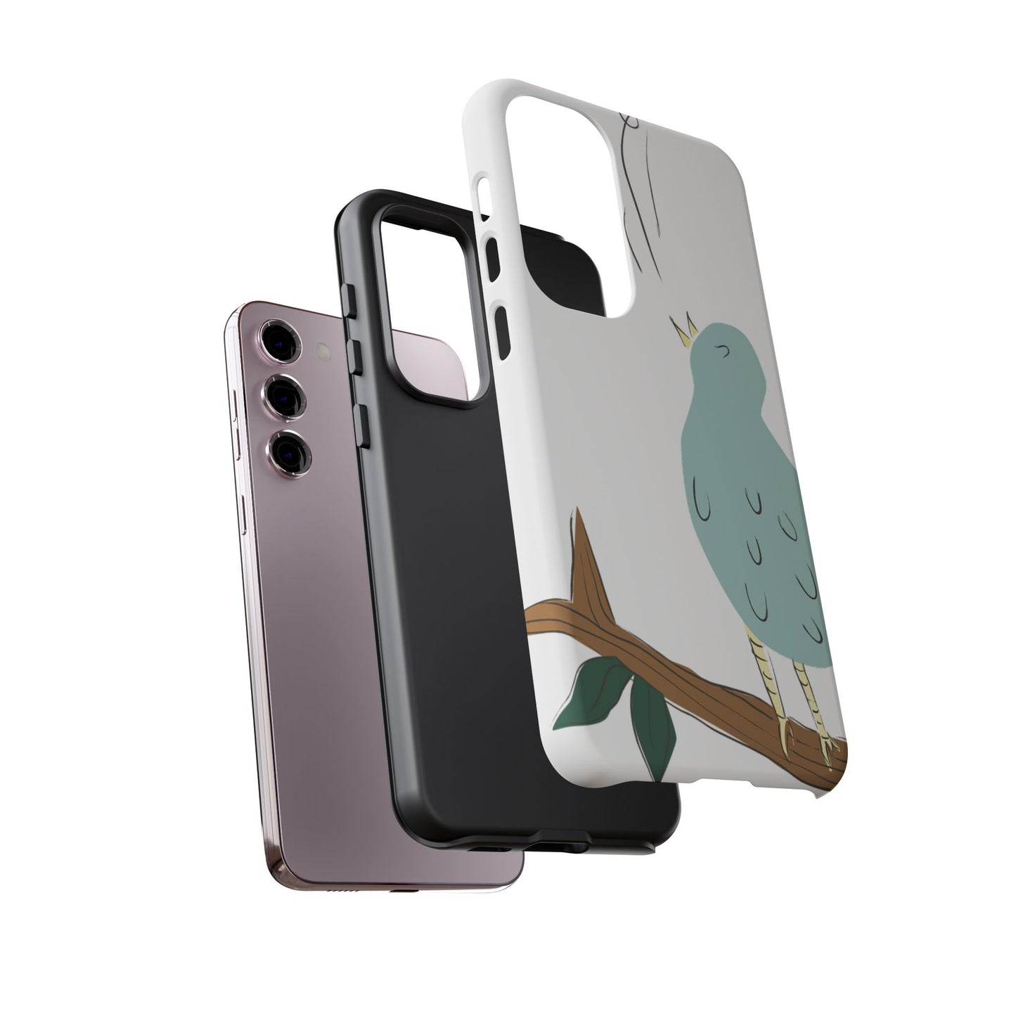 Birdsong Phone Case — Cute Blue Bird on Branch Protective Case