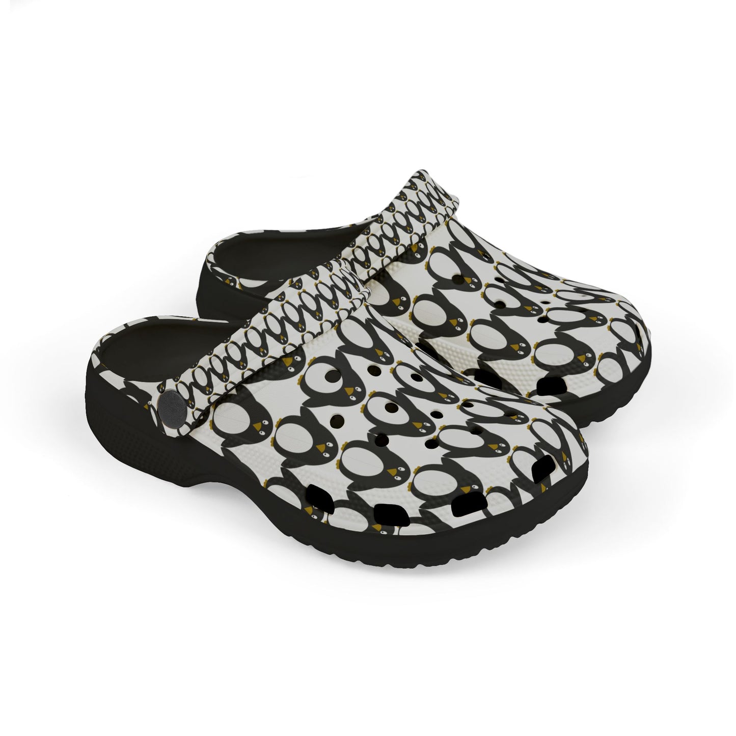 Kids Penguin Print EVA Foam Clogs — Cute Black & White Slip-On Sandals